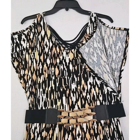Spence ~Woman Size S~ Beige/Brown Animal Print Sleeveless Drest Elastick Waist. - Picture 6 of 16
